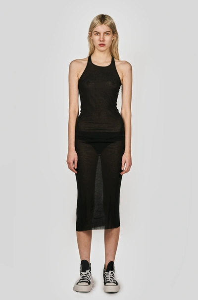 Rick Owens Black Ribbed Midi Tank Dress