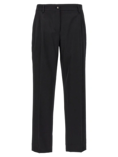 Dolce & Gabbana Wool Canvas Trousers In Black