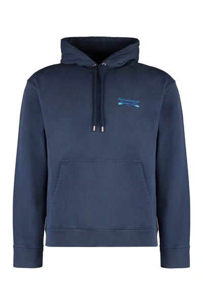 Maison Kitsuné Sweatshirt In Cotton With Embroidery In Blue