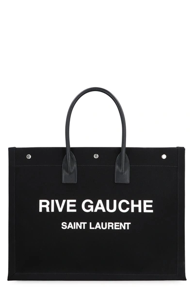Saint Laurent Canvas Tote Bag In Black