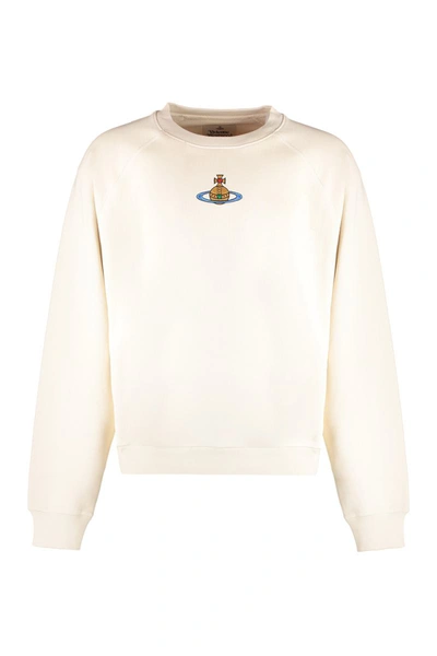 Vivienne Westwood Beige Embroidered Sweatshirt In Panna