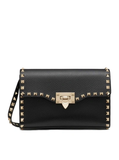 Valentino Garavani Rockstud Small Leather Shoulder Bag In Black