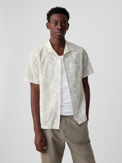 Gap Resort Poplin Shirt In Standard Fit In Grey Floral