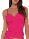 Sunsets Printed Elsie Underwire Wrap Tankini Top In Begonia Sandbar