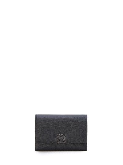 Loewe Anagram Small Vertical Wallet In Black