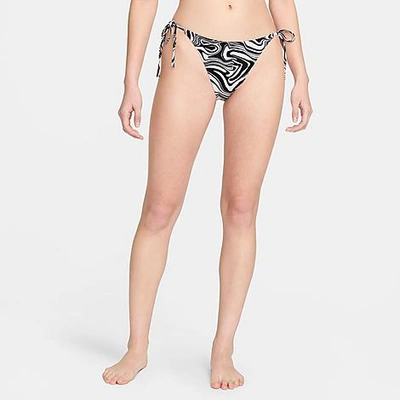 Nike Women's Swim Swirl String Bikini Bottom In Black/white