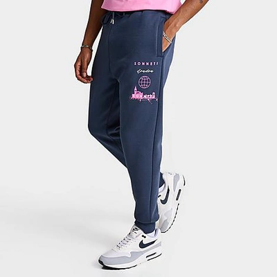 Supply And Demand Sonneti Men's London Stack Graphic Cargo Jogger Pants In Navy/pink/white