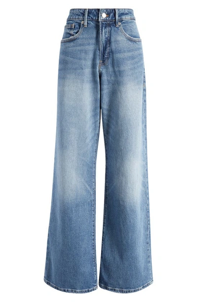 Good American Womens Indigo575 Good Ease Wide-leg Mid-rise Denim-blend Jeans In Indigo 575