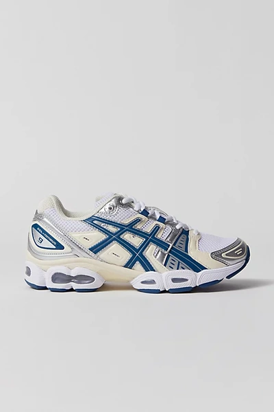 Asics Gel-nimbus 9 Trainer In White/light Indigo, Women's At Urban Outfitters In 108white/light Indigo