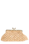 ANYA HINDMARCH LARGE MAUD BOW CROCHET RAFFIA CLUTCH