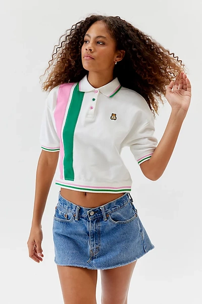 Teddy Fresh Striped Polo Tee In White At Urban Outfitters