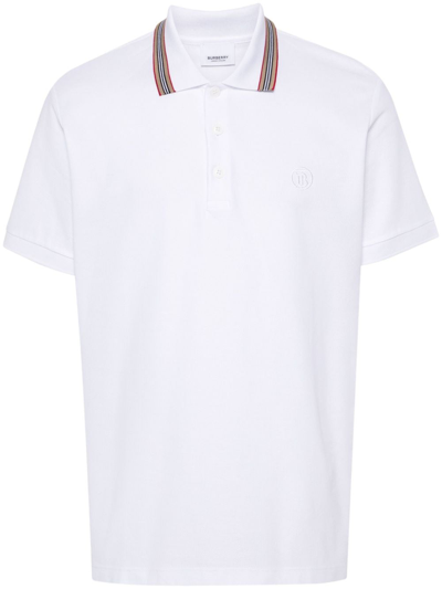 Burberry Pierson Cotton Polo Shirt In White