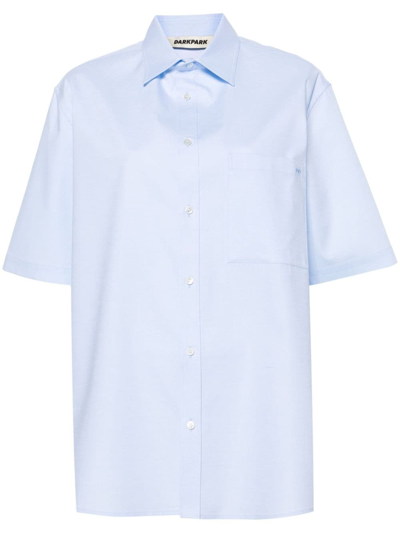 Darkpark Straight-point Collar Cotton Shirt In Blue