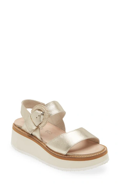 Naot Crepe Platform Sandal In Radiant Gold Leather