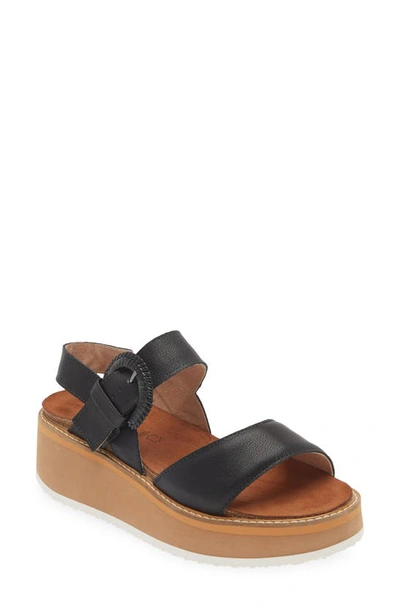 Naot Crepe Platform Sandal In Soft Black Leather