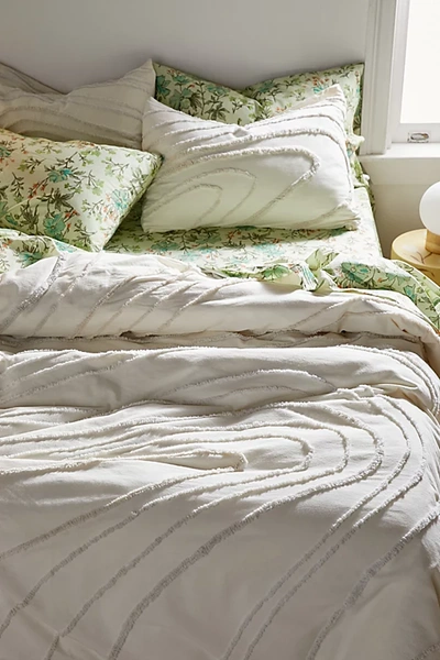 Urban Outfitters Swirl Tufted Duvet Cover In Ivory At  In White