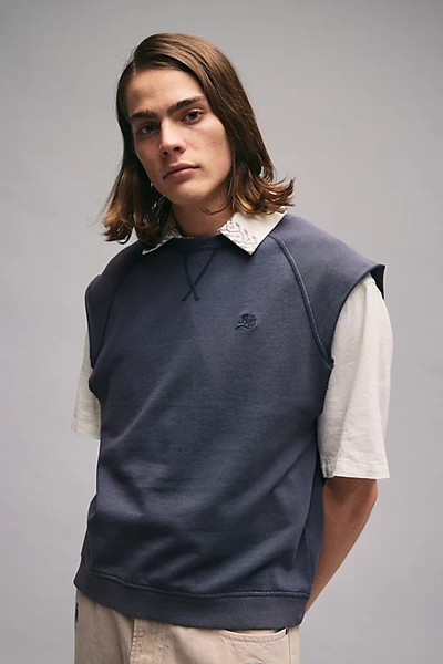 Bdg Olly Cutoff Raglan Sweatshirt In Blue, Men's At Urban Outfitters