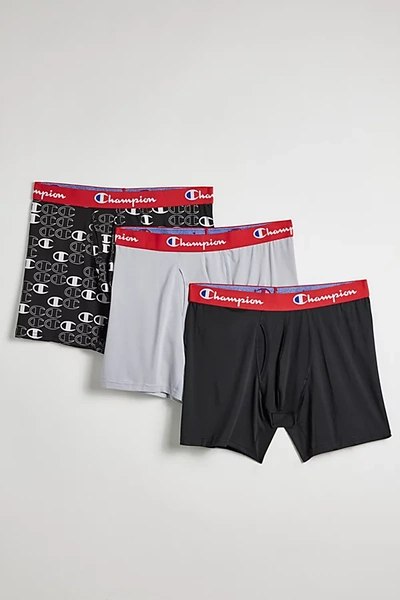 Champion Lightweight Stretch Boxer Brief 3-pack In Charcoal, Men's At Urban Outfitters