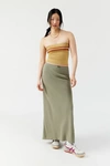 Urban Renewal Remnants Slub Linen Maxi Skirt In Green, Women's At Urban Outfitters