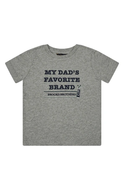 Brooks Brothers Kids' Dad's Favorite Brand Flocked Graphic T-shirt In Medium Heather Grey
