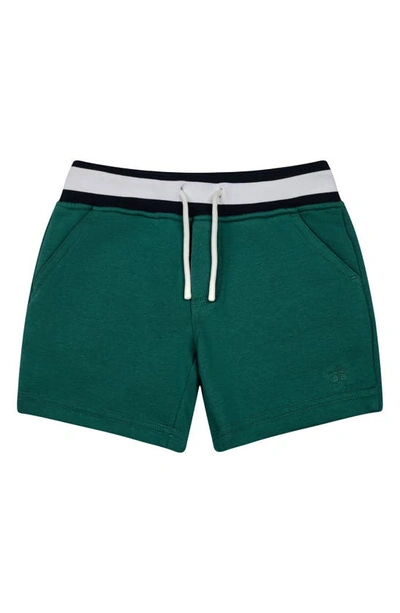 Brooks Brothers Kids' Stripe Waistband Fleece Sweat Shorts In Green Dark