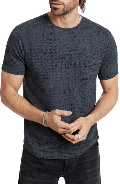 John Varvatos Lumen Texture Printed Crewneck Tee In Steel Blue