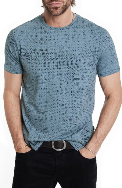 John Varvatos Lumen Texture Crew With Record In Steel Blue