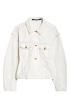 Jacquemus Structured White Denim Jacket With Classic Silhouette In Off-white/ Tabac