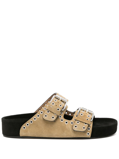 Isabel Marant Lennyo Suede Leather Sandals In Grey