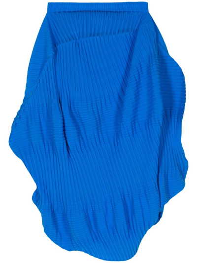 Issey Miyake Asymmetric Pleated-jersey Midi Skirt In Blue