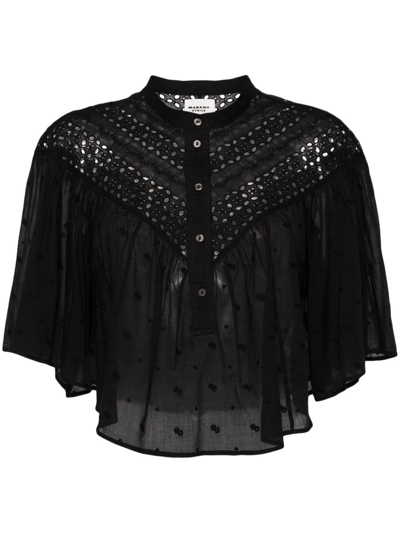 Marant Etoile Safi Broderie-anglaise Shirt In Black