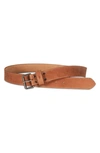 Allsaints Stitched Edge Leather Belt In Tan