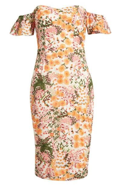 Dress The Population Tara Dress In Apricot Multi