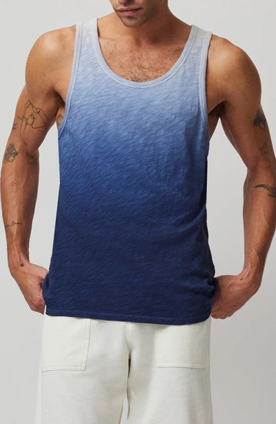 Atm Anthony Thomas Melillo Slub Jersey With Ombre Treatment Tank In Salt Grey-ink Combo