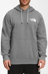 The North Face Nse Box Logo Graphic Hoodie In Medium Grey Heather/ Tnf Black