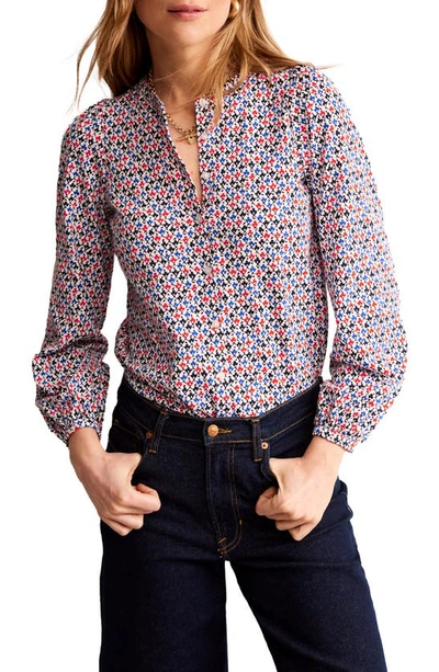 Boden Marina Floral Print Long Sleeve Shirt In Multi, Trellis Bud