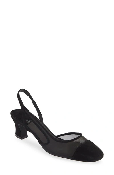Jeffrey Campbell Women's Thomnas Square Toe Slingback Pumps In Black Suede Combo