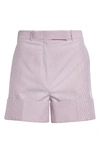 THOM BROWNE STRIPE TAILORED HIGH WAIST SHORTS