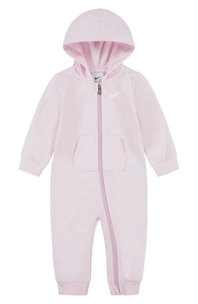 Nike Babies' Essential Hooded Cotton Blend Coverall In Pink Foam