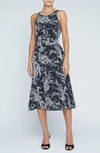 L AGENCE VIVIAN PAISLEY BELTED SILK MIDI DRESS