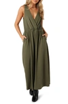 Petal And Pup Miya Wide Leg Jumpsuit In Olive