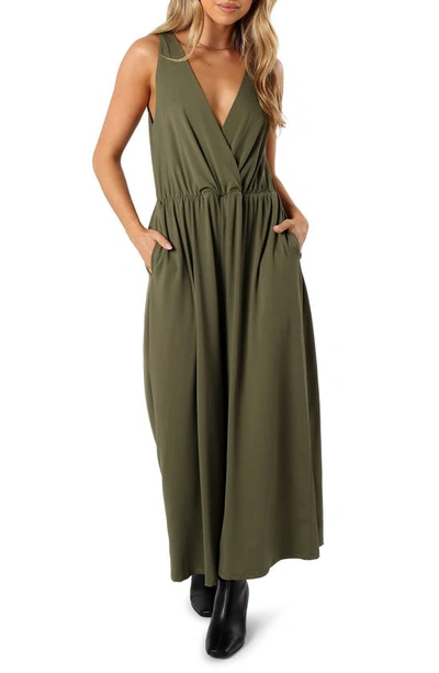 Petal And Pup Miya Wide Leg Jumpsuit In Olive