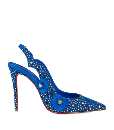 Christian Louboutin Ramadan Exclusive Hot Chick Moucharastrass Slingback Pumps 100 In Navy