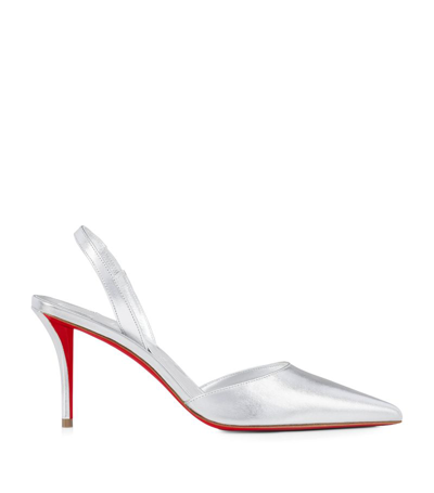 Christian Louboutin Apostropha Nappa Leather Slingback Pumps 80 In Silver