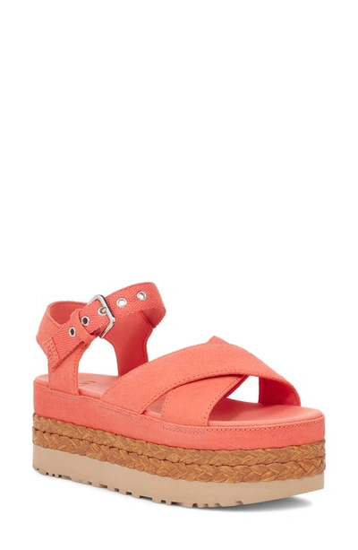 Ugg Aubrey Ankle Strap Platform Sandal In Vibrant Coral