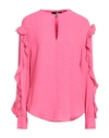 Pinko Woman Top Fuchsia Size 6 Acetate, Silk In Pink