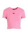 Hugo Woman T-shirt Pink Size L Cotton, Elastane