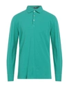 Rossopuro Man Polo Shirt Turquoise Size 7 Cotton In Blue