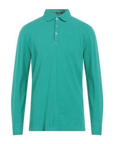 Rossopuro Man Polo Shirt Turquoise Size 7 Cotton In Blue