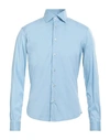 Brian Dales Man Shirt Light Blue Size 15 ¾ Cotton, Polyamide, Elastane In Blue